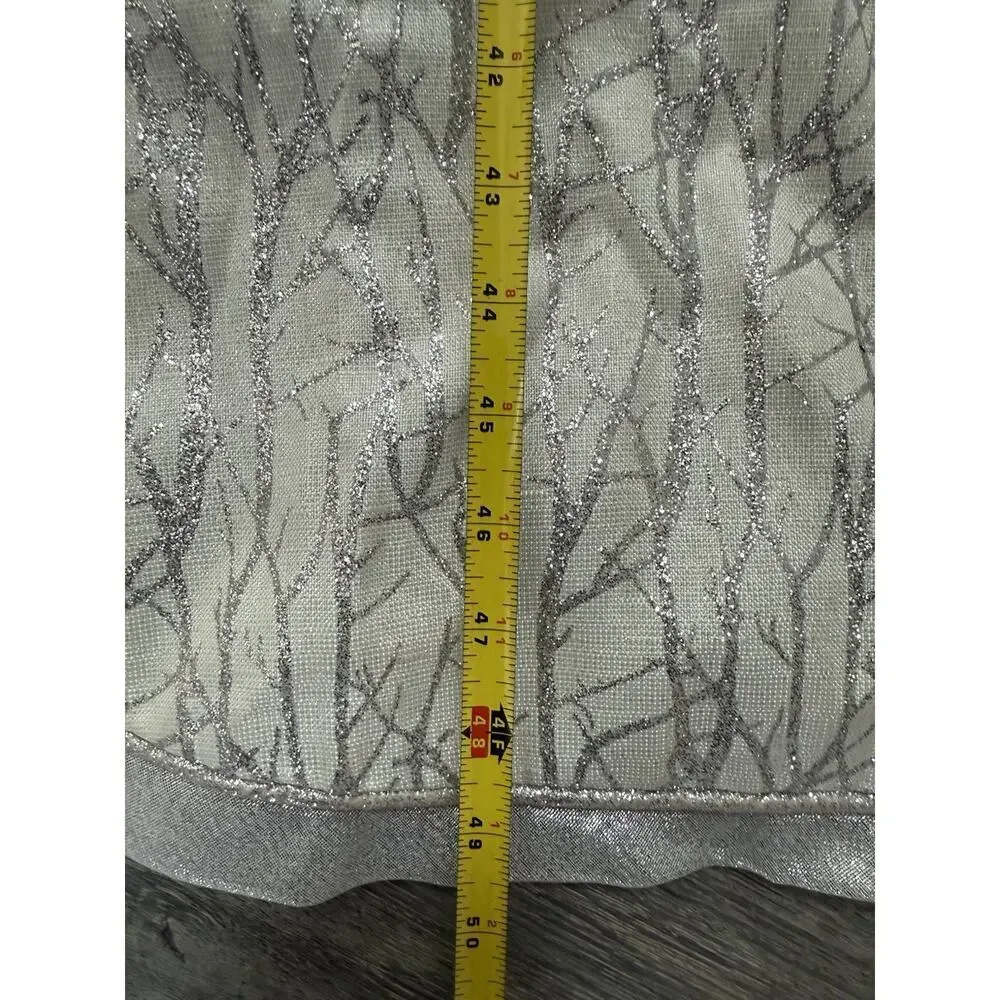Metallic Silver Fabric Round Tree Skirt 50” Glitter Contemporary Modernist